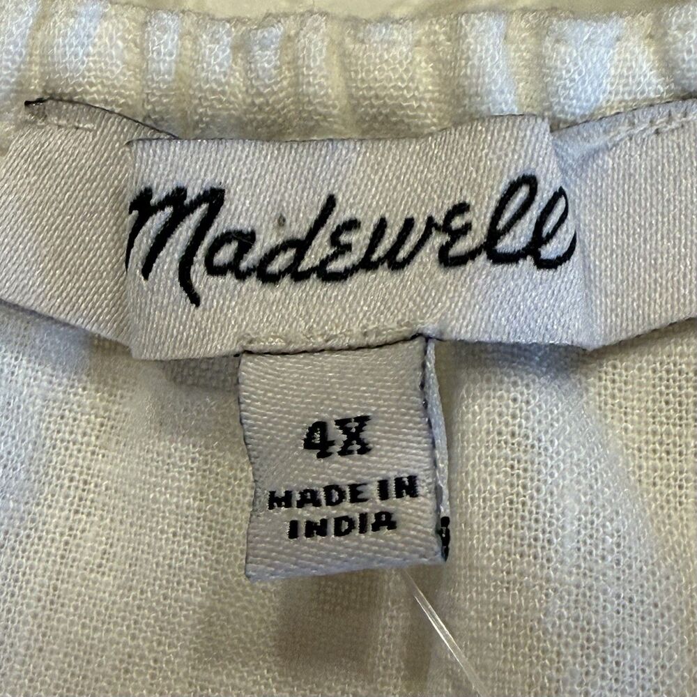 Eyelet Blouse Women Plus Size 4X Ivory Madewell Linen Boho Peasant Summer Top - Picture 4 of 13